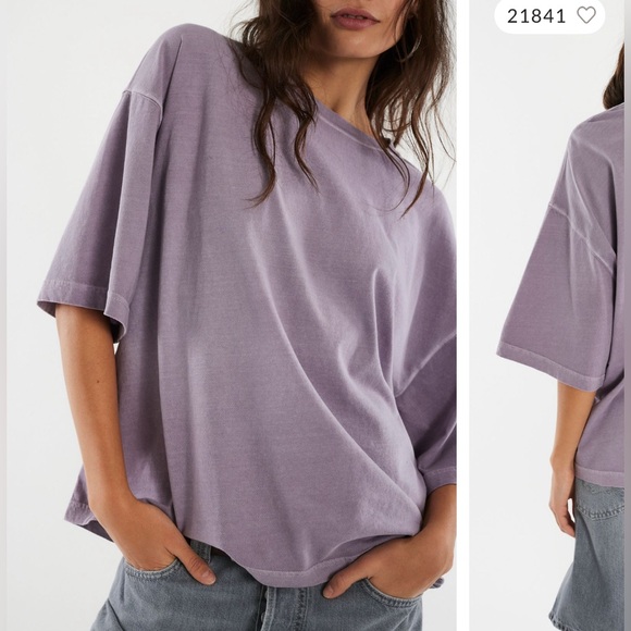 NWT Free People We The Free Perfect Oversized Tee - plum ash purple - small - Picture 2 of 9
